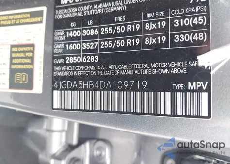 2013 Mercedes-Benz Ml 350 4Matic из США, поврежденный, VIN 4JGDA5HB4DA109719